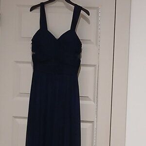 Navy Evening Gown with Sheer Cut-Outs Size M by EVA